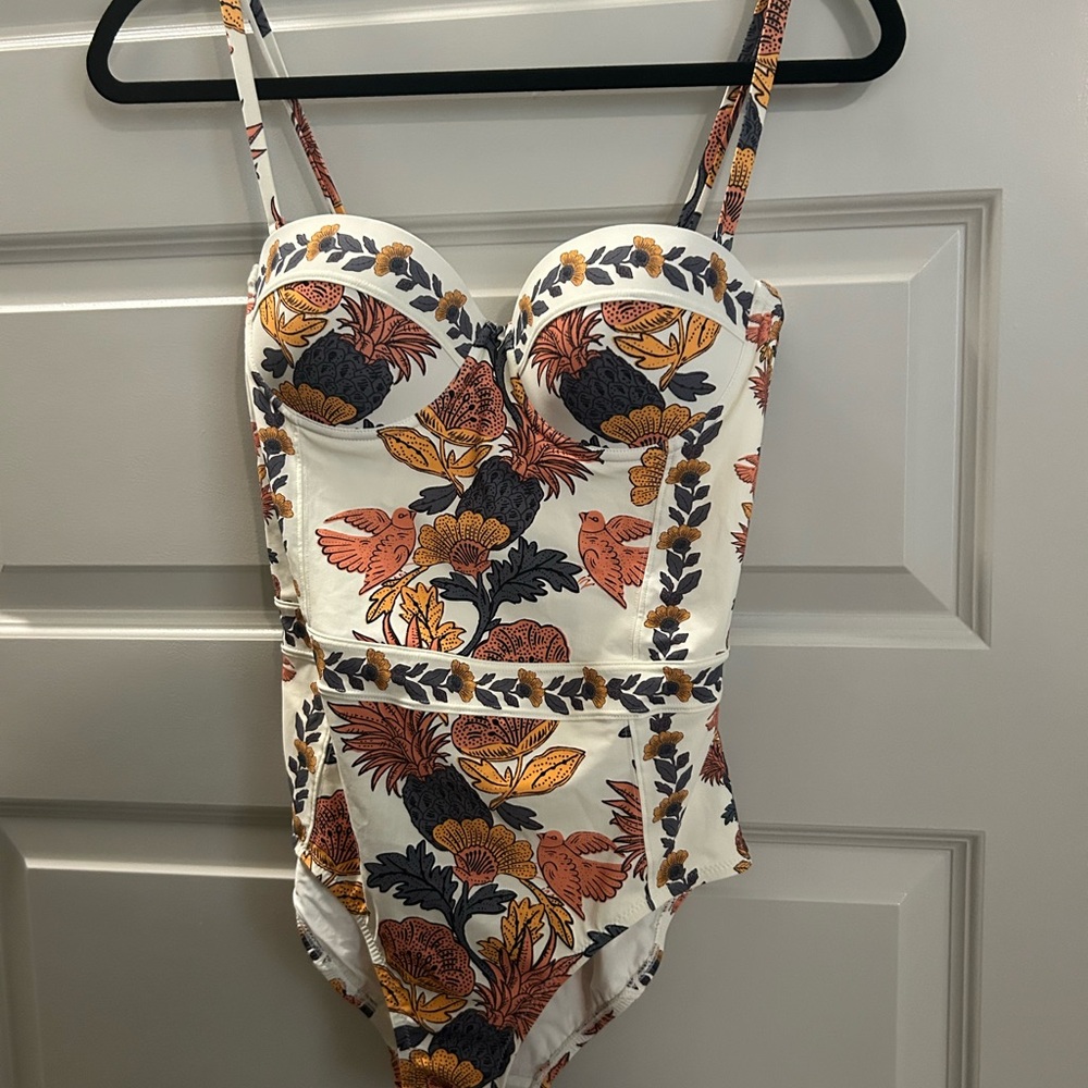 Tory Burch One Piece Swimsuit - Cream, Orange, Black